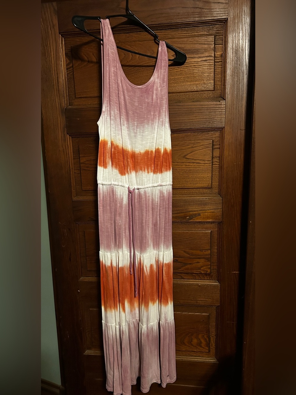 Tie-Dye Sleeveless Maxi Dress in Purple and Orange
